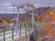 Harold  Gilman Canal Bridge USA oil painting artist